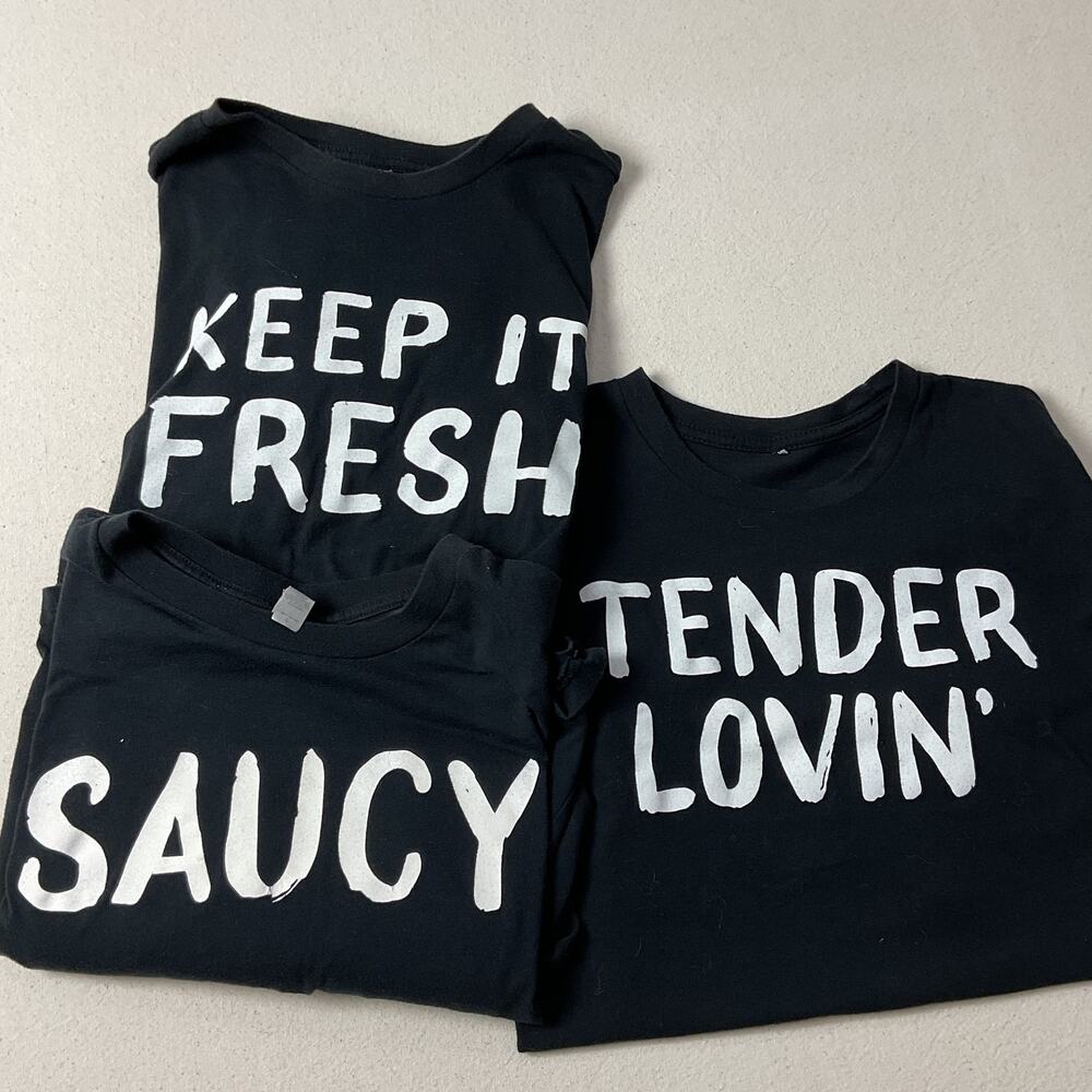 PDQ Adult Large Black Funny Chicken T Shirts Next Level Apparel Lot of 3